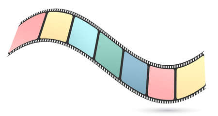 Colorful waved film or camera strip on white background with shadow.のイラスト素材