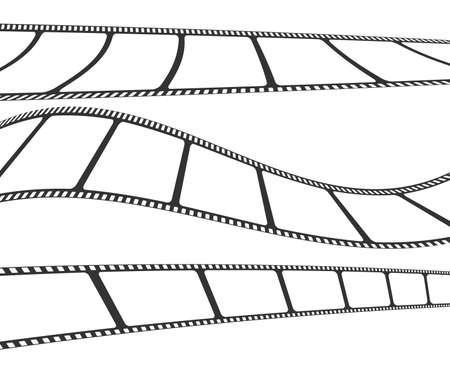 Set of waved film or camera strips on white backgroundのイラスト素材