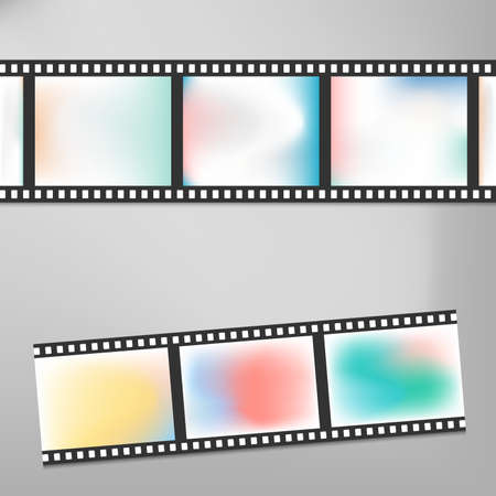 Colorful vintage film or camera strip on gray background with shadowのイラスト素材