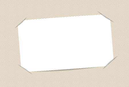 Blank, white paper card inserted into squared brown backgroundのイラスト素材