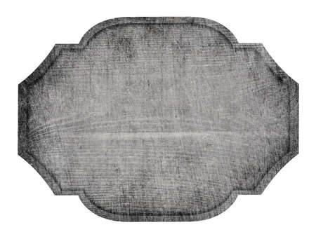 Gray wooden ornate scratched signboard with dark frame.の写真素材