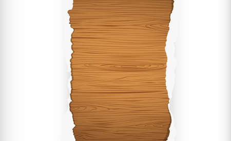 Brown wooden plank with white ripped notebook, copybook paper.のイラスト素材