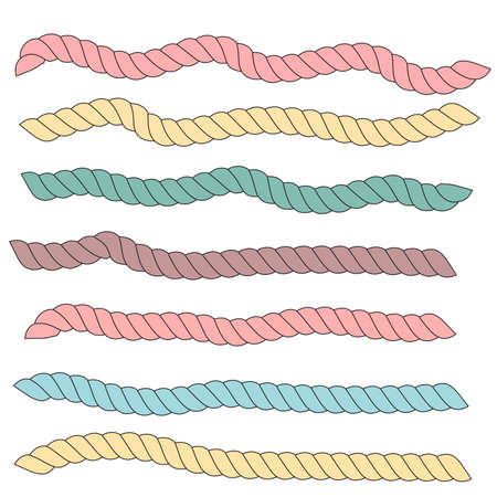 Wavy colorful horizontal ropes isolated on white background.のイラスト素材