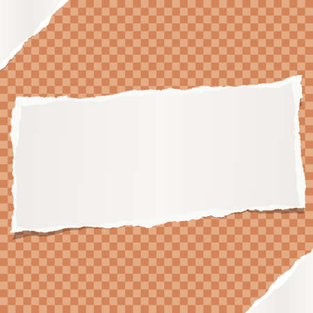 White note, notebook, copybook paper stuck on orange squared background.のイラスト素材