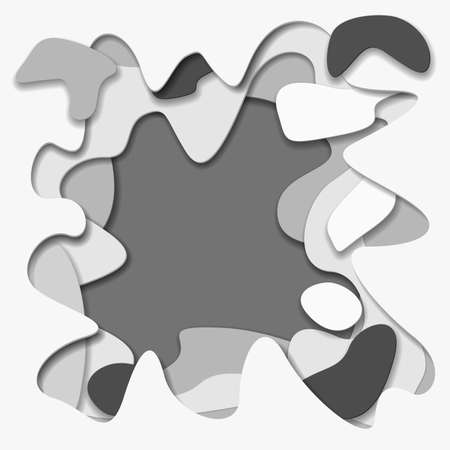 3D cutout, carving paper background. White, grey vector design layers.のイラスト素材