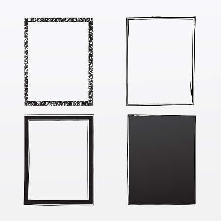Black grunge frames, rough border. Abstract vector template.のイラスト素材