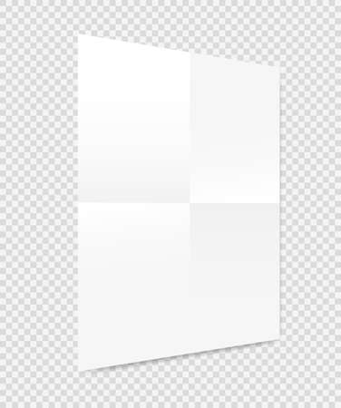 Folded white copybook, notebook paper sheet, brochure, leaflet with shadow on squared background.のイラスト素材