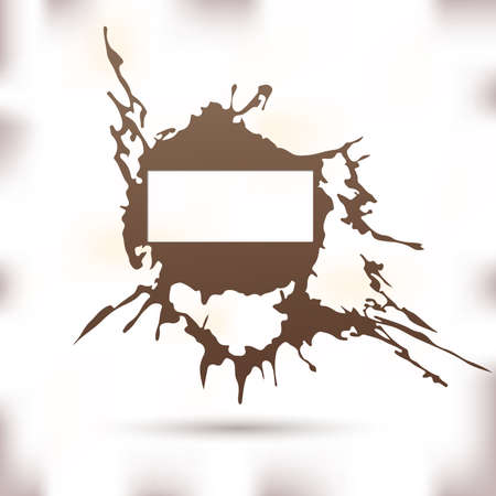 Brown watercolor, ink stain, splash, drop frame with shadow.のイラスト素材