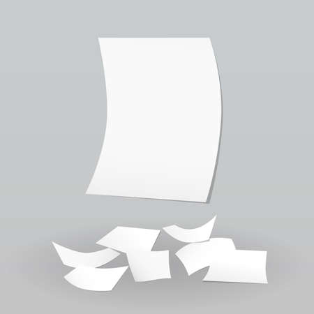 White paper sheet stuck on wall and fallen on floor.のイラスト素材