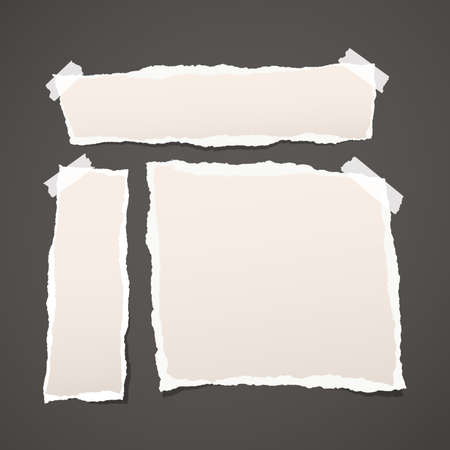 Pink ripped note, notebook paper stuck with sticky tape on brown background.のイラスト素材