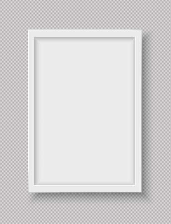 White plastic frame for text or picture is on squared gray background.のイラスト素材