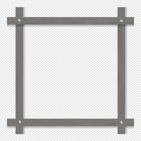 Gray wooden frame with screws isolated on squared background.のイラスト素材
