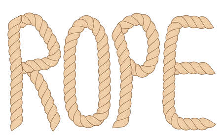 Word written from the rope material. Vector alphabet letters.のイラスト素材