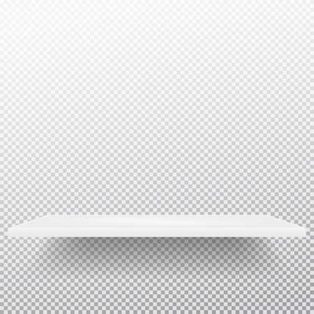 Shelf with beams of light from top on empty squared wall in room. 3D rendering.のイラスト素材