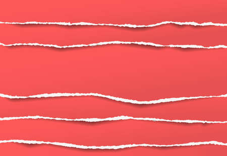 Pieces of torn red note, notebook paper strips for textのイラスト素材