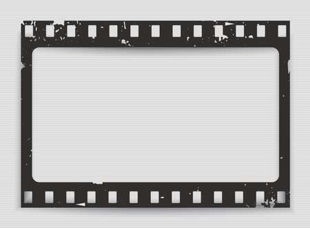 Black scratched grunge film strip with shadow on lined background. Vector illustration.のイラスト素材