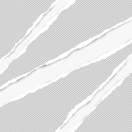 Ripped squared grey paper for text or message are on white background. Vector illustration.のイラスト素材