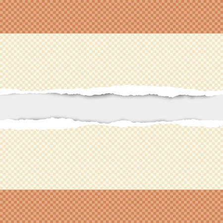 Ripped squared yellow and orange paper for text or message are on white background. Vector illustration.のイラスト素材