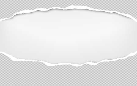 Torn squared grey horizontal paper strips are on white background with space for text. Vector illustration.のイラスト素材