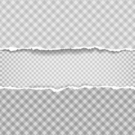 Piece of torn horizontal squared paper strips. Vector background illustrationのイラスト素材