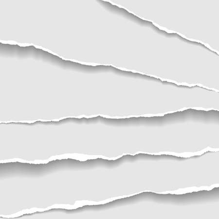Torn white and horizontal paper strips with soft shadow are on white background. Vector template illustrationのイラスト素材