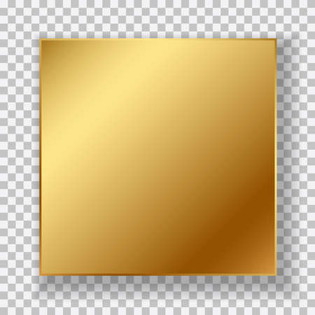Golden square banner frame with soft shadow for text or picture is on squared gray background.のイラスト素材