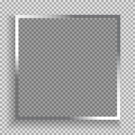 White square frame with soft shadow for text or picture is on squared gray background.のイラスト素材