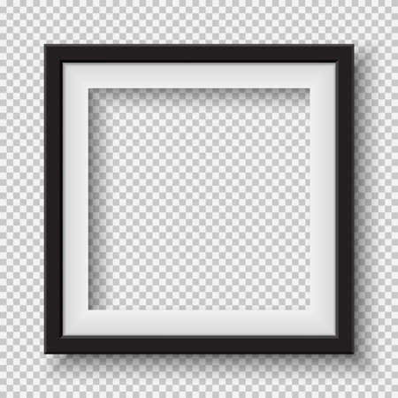 Black, white frame with soft shadow hanging on light squared room wall for text or pictureのイラスト素材
