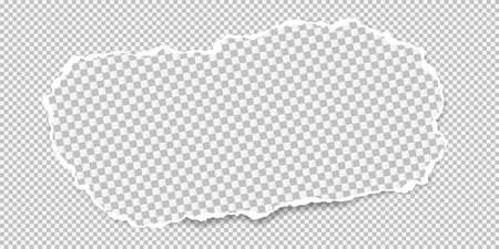 Piece of white squared torn paper strip with soft shadow is on white squared background. Vector illustrationのイラスト素材