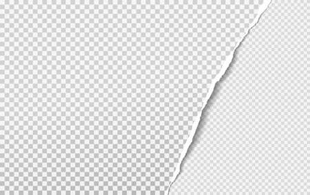 Torn, ripped piece of grey and white squared paper with soft shadow. Background for text. Vector illustrationのイラスト素材