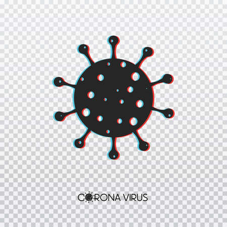 Corona virus disease named covid-19. Symbol with glitch effect. Vector illustration.のイラスト素材