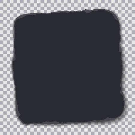 Piece of torn, ripped black paper with soft shadow is on transparent background for text. Vector illustrationのイラスト素材