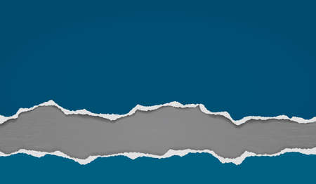 Pieces of torn, ripped blue paper with soft shadow are on dark grey background for text. Vector illustrationのイラスト素材