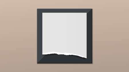 Torn of white paper is on black frame and brown background for text, advertising or design. Vector illustrationのイラスト素材