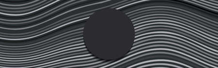 Abstract black and grey wavy background with circle in the center for text, advertising or design....