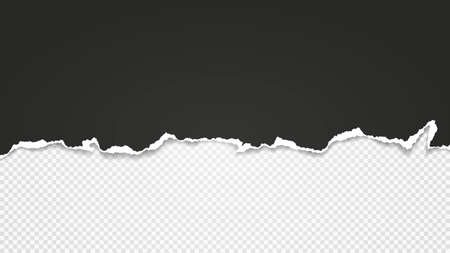 Piece of torn black paper is on white transparent background for text, advertising or design. Vector illustrationのイラスト素材