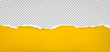 Torn of white squared paper pattern is on bright yellow background for text, advertising or design. Vector illustrationのイラスト素材