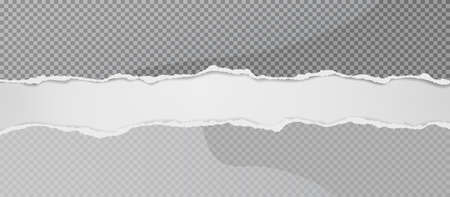 Torn, ripped squared paper strips with soft shadow are on white background for text. Vector illustrationのイラスト素材