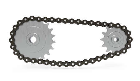 Chain transmission on white background, 3d rendering.