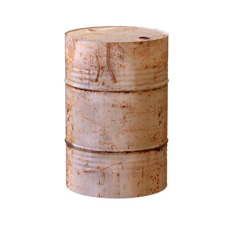 Old rusty barrel isolated on white background. 3D illustration.の写真素材