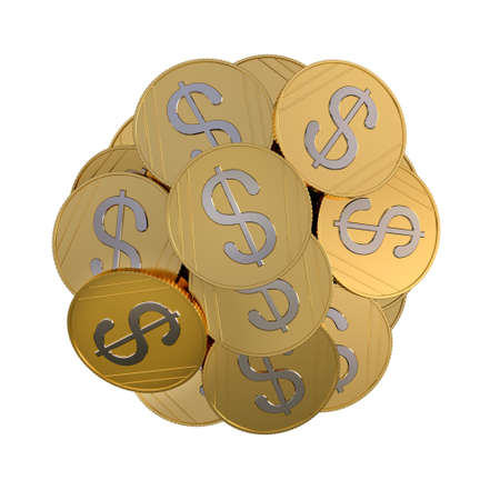 Coins collected in pile. Pile of coins. 3D renderingの写真素材