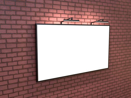 Blank bigboard on brick wall with backlight,3D rendering.の写真素材
