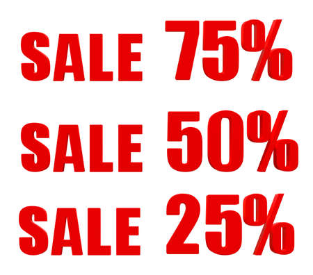 A set of promotional labels on the discount. Discount sale label. 3d illustration.