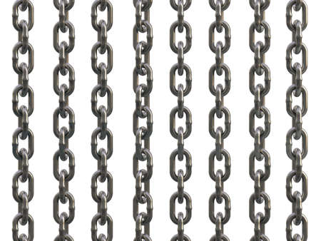 Steel galvanized chain isolated on white background. 3D Illustration
