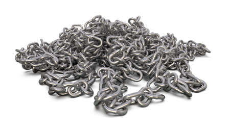 Steel galvanized chain isolated on white background. 3D renderingの写真素材