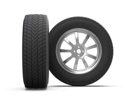 Preparation of the image of automobile wheels for promotional products. Car tires on alloy wheels....