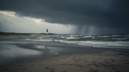 a desolate beach during stormの素材