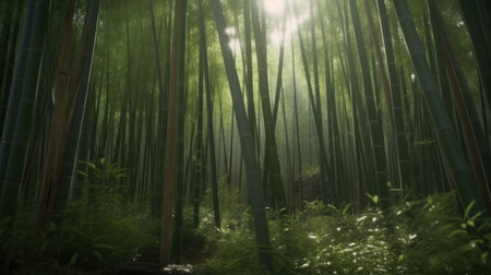 A bamboo forest growing rapidly after the rainy seasonの素材