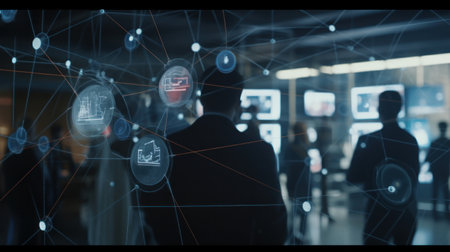 A blockchain system tracking and verifying transactions in a fintech firmの素材