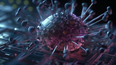 A powerful computer virus spreading across the globe, infecting systemsの素材